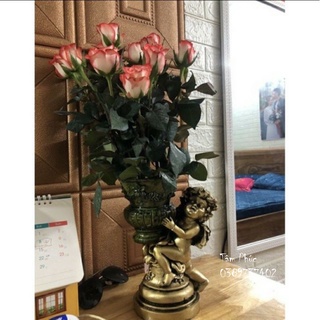 [Ảnh thật+video]Bình hoa composite, Lọ hoa dáng thiên thần [đứng số 2] (cắm hoa lụa, hoa sáp, đông đào ...)