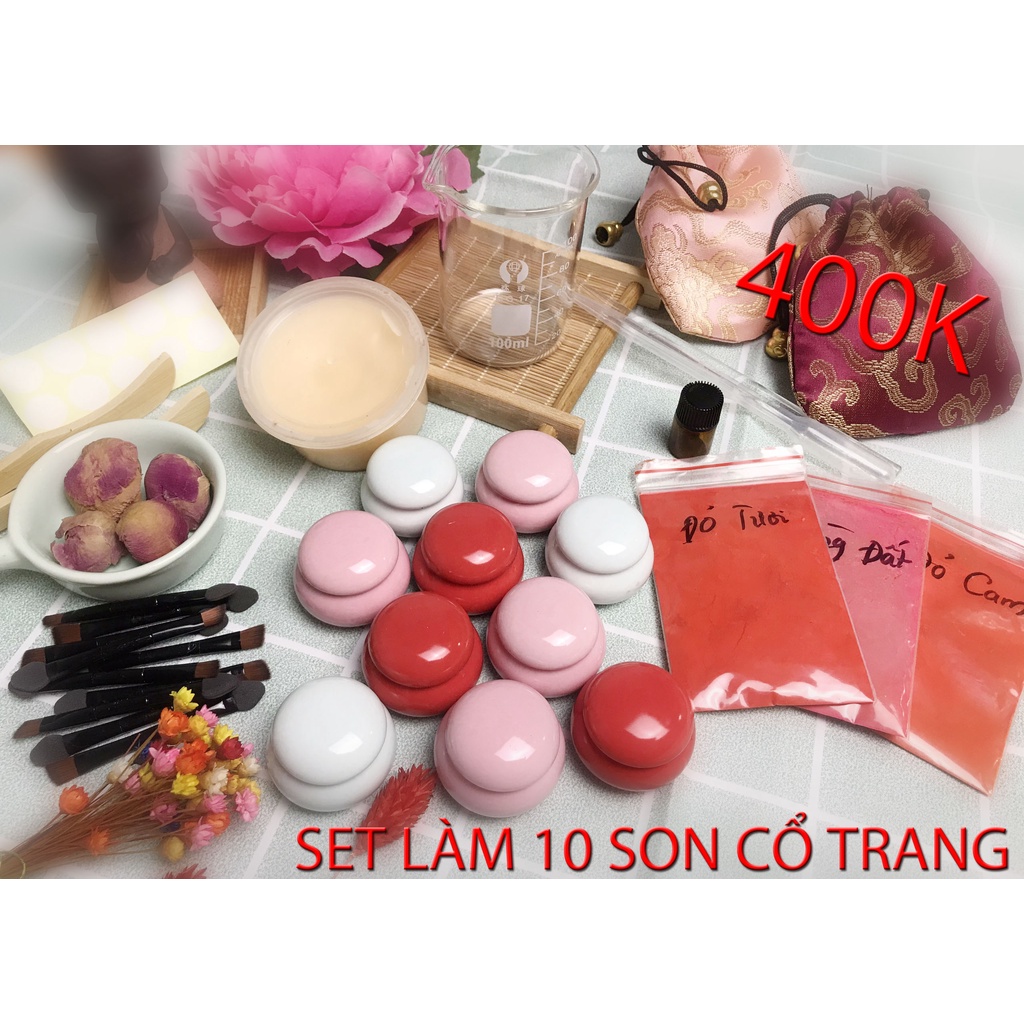 Set làm hũ son cổ trang đầy đủ 5G Nguyên liệu làm mỹ phẩm Nguyên liệu làm son handmde &lt;3 Panda Store