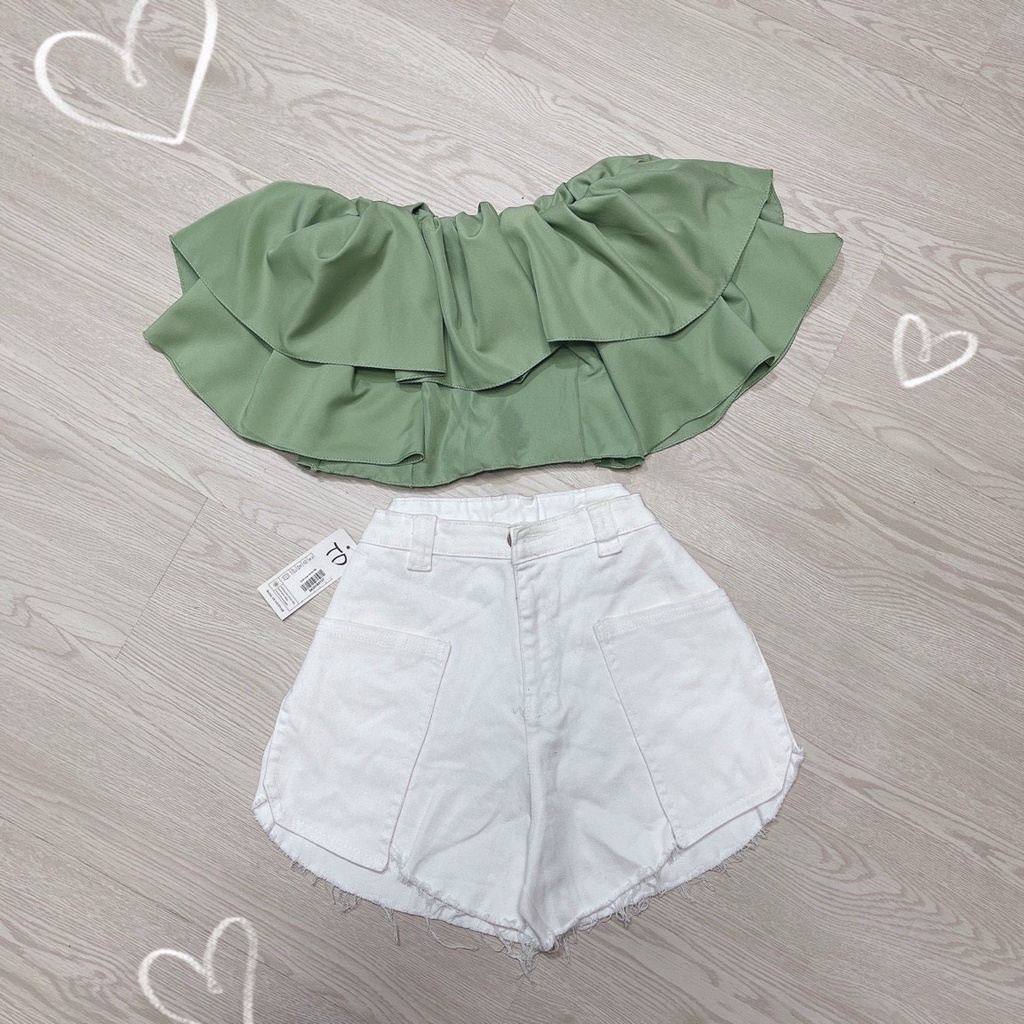 Áo kiểu bẹt trễ vai 2 tầng Kate voan xinh