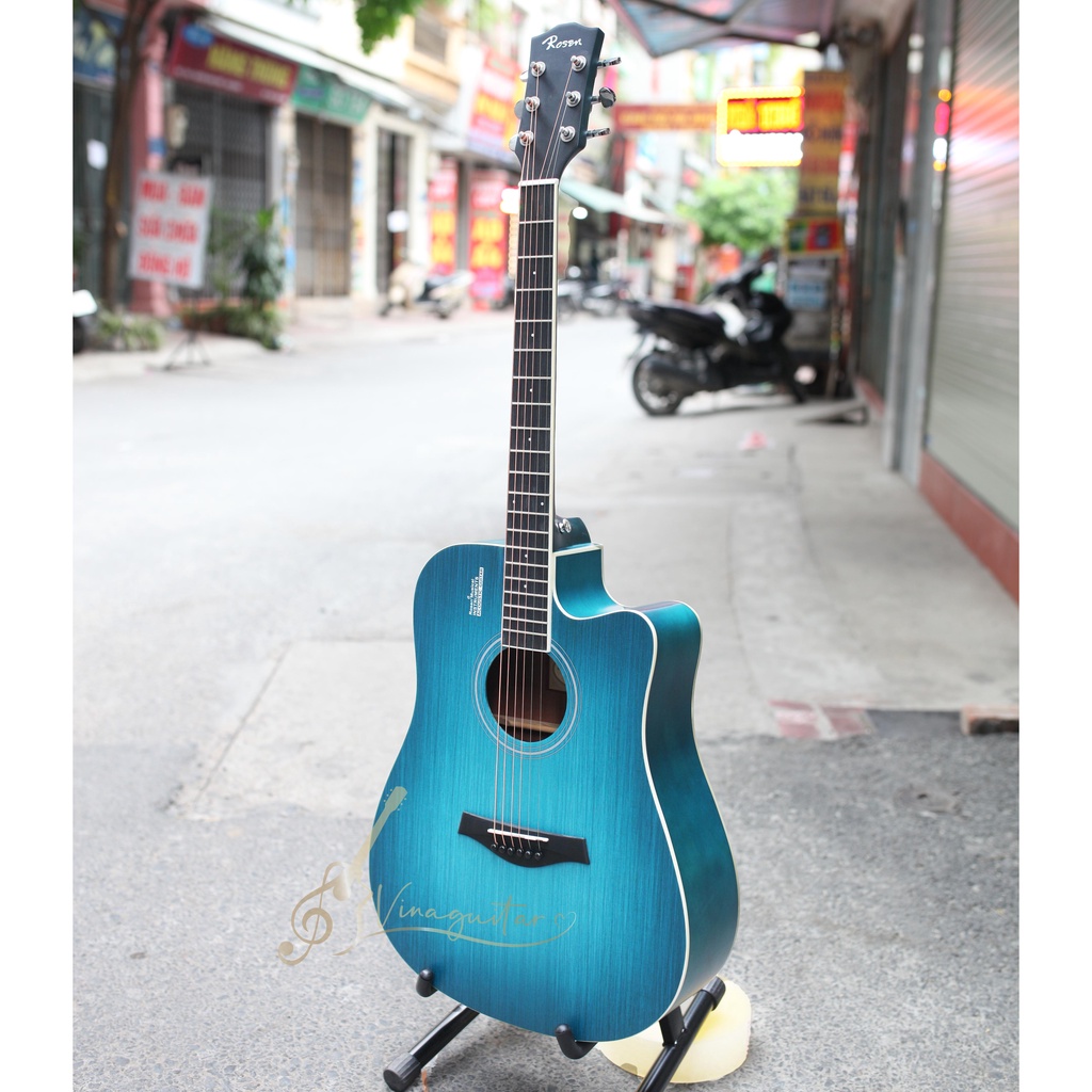 Đàn guitar acoustic Rosen G11 xanh chính hãng 41inch sơn cực đẹp - tặng bao da full phụ kiện- Vinaguitar phân phối