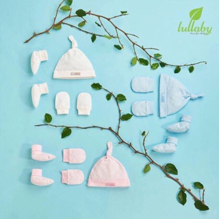 Set bao tay bao chân mũ thắt nút cho bé lullaby