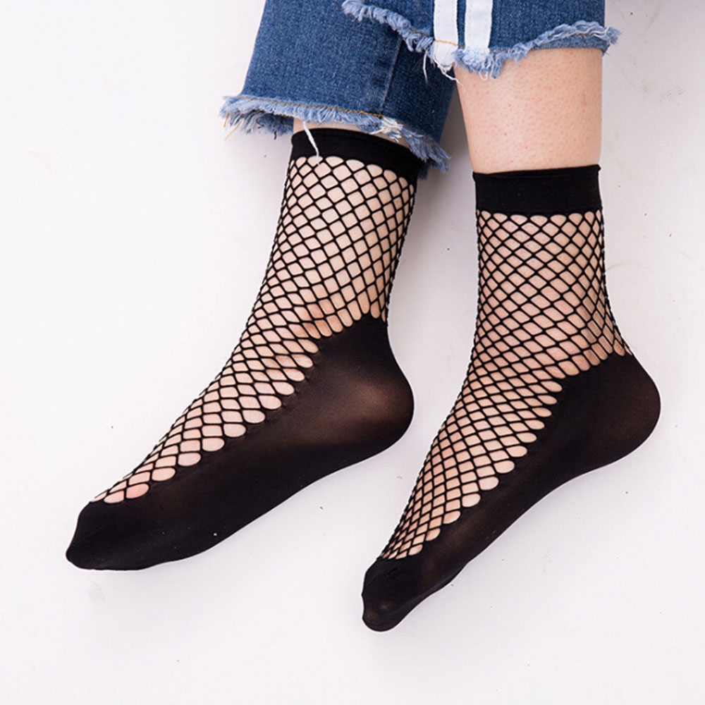 OCEANMAP Lace Breathable Sexy Women Fashion Fishnet Socks