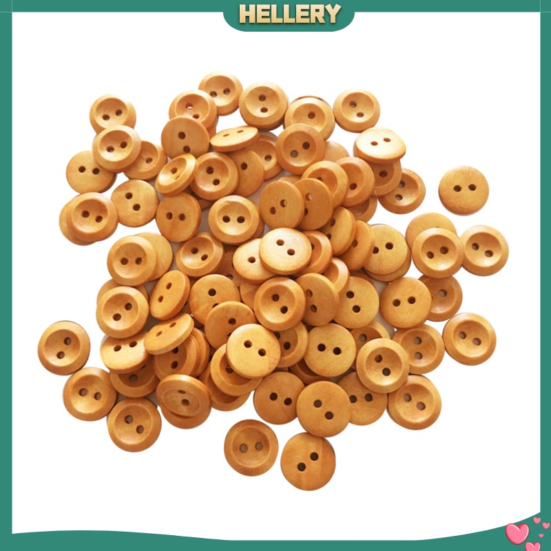 Gói 100 Nút Gỗ Tròn 2 Lỗ 15mm Dành Cho May Vá