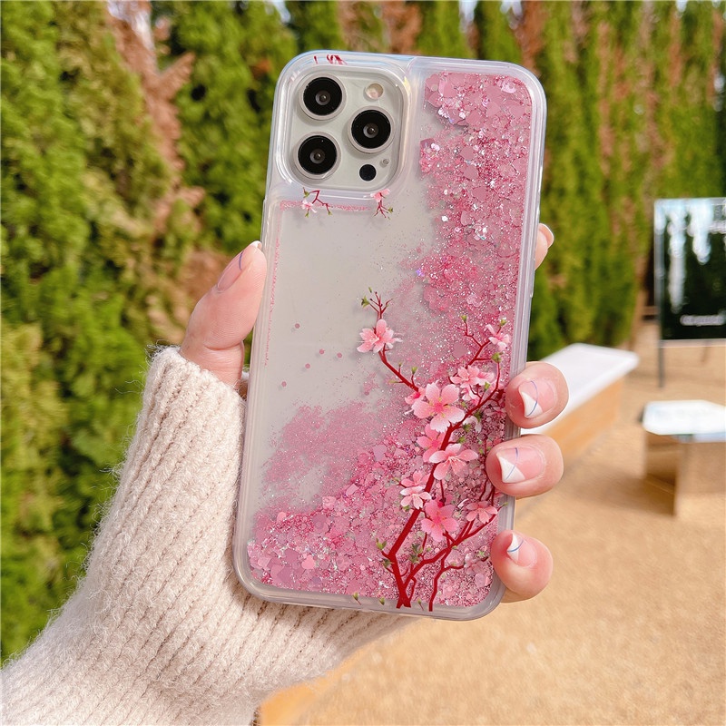 Ốp Điện Thoại Mềm Họa Tiết Hoa Phối Kim Tuyến Cho iPhone 13 Pro MAX 12 Mini 11 X XR XS MAX 7 8 Plus 6 6S SE 2020