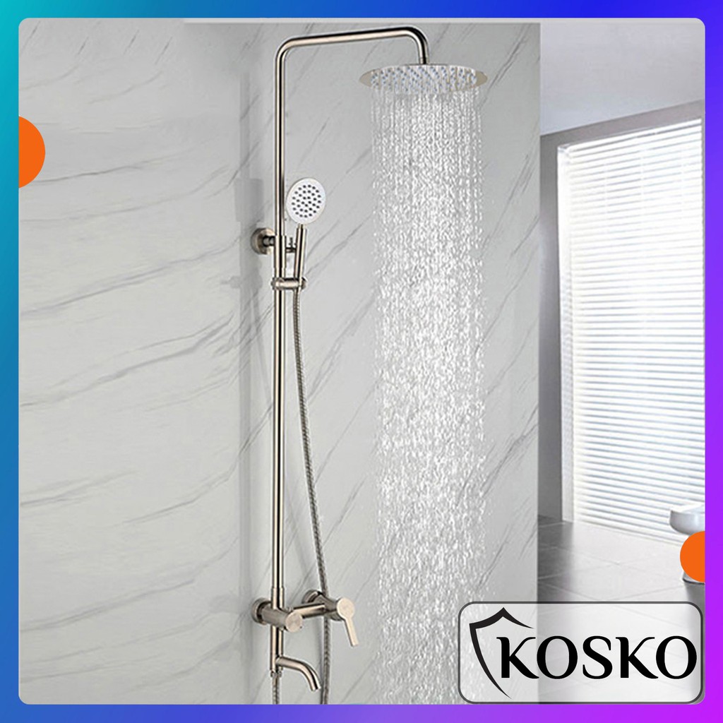 Bộ sen cây tắm đứng nóng lạnh KOSKO inox sus 304 tròn lệch (Bảo hành toàn quốc 2 năm), vòi sen tăng áp