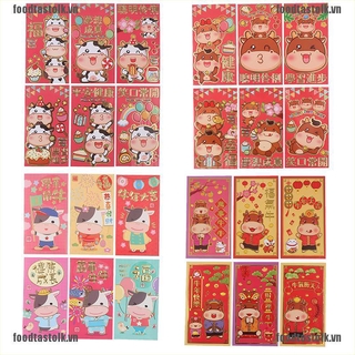 Set 6 Bao Lì Xì Màu Đỏ Mừng Năm Mới 2021