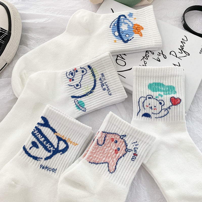 Tất vớ cổ cao họa tiết con vật dễ thương thoáng mát, thấm hút mồ hôi TT87