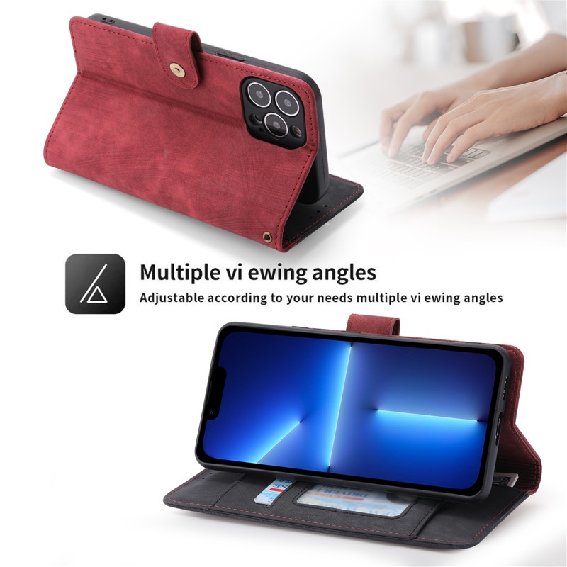 Bao Da Điện Thoại Mềm Dạng Ví Nắp Lật Khóa Từ Tính Hai Màu Có Khóa Cài Cho Samsung M53 M51 M33 M31 M31S M13 M21 M21S M11