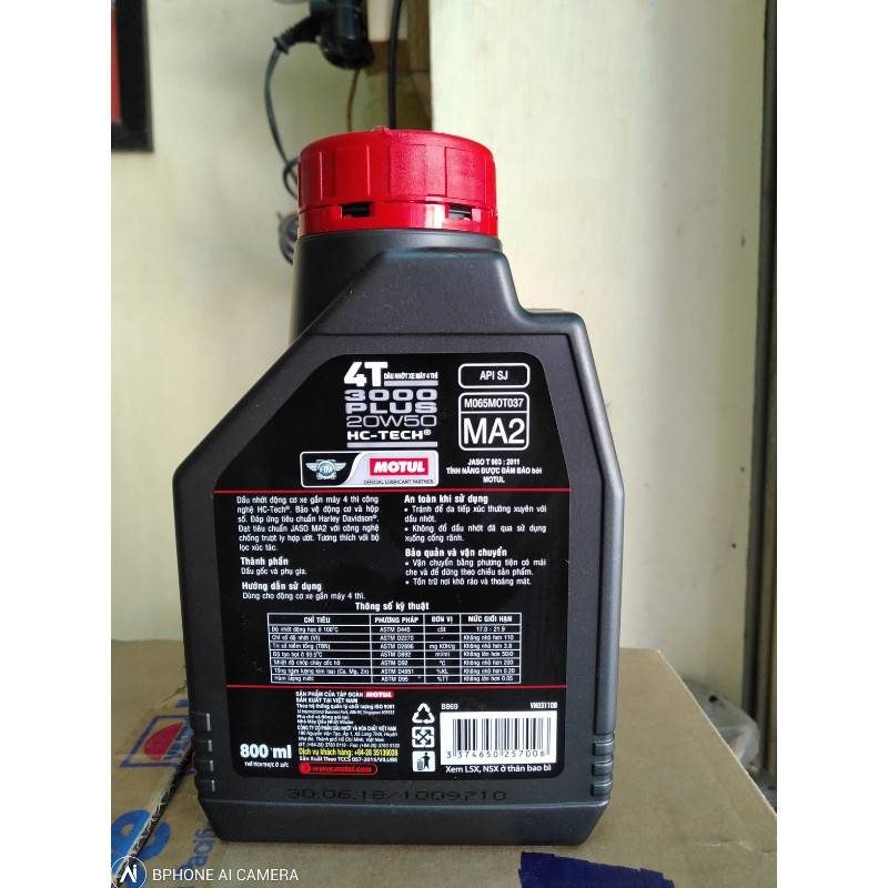 Dầu nhớt xe máy Motul 3000 Plus 20w50 (800ml)