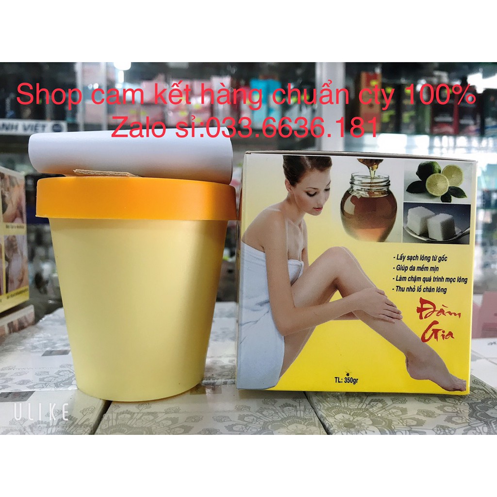 wax lông mật ong  ĐÀM GIA 350G (có tặng giấy wax sẵn trong hộp) [ chuẩn hàng cty 100%]