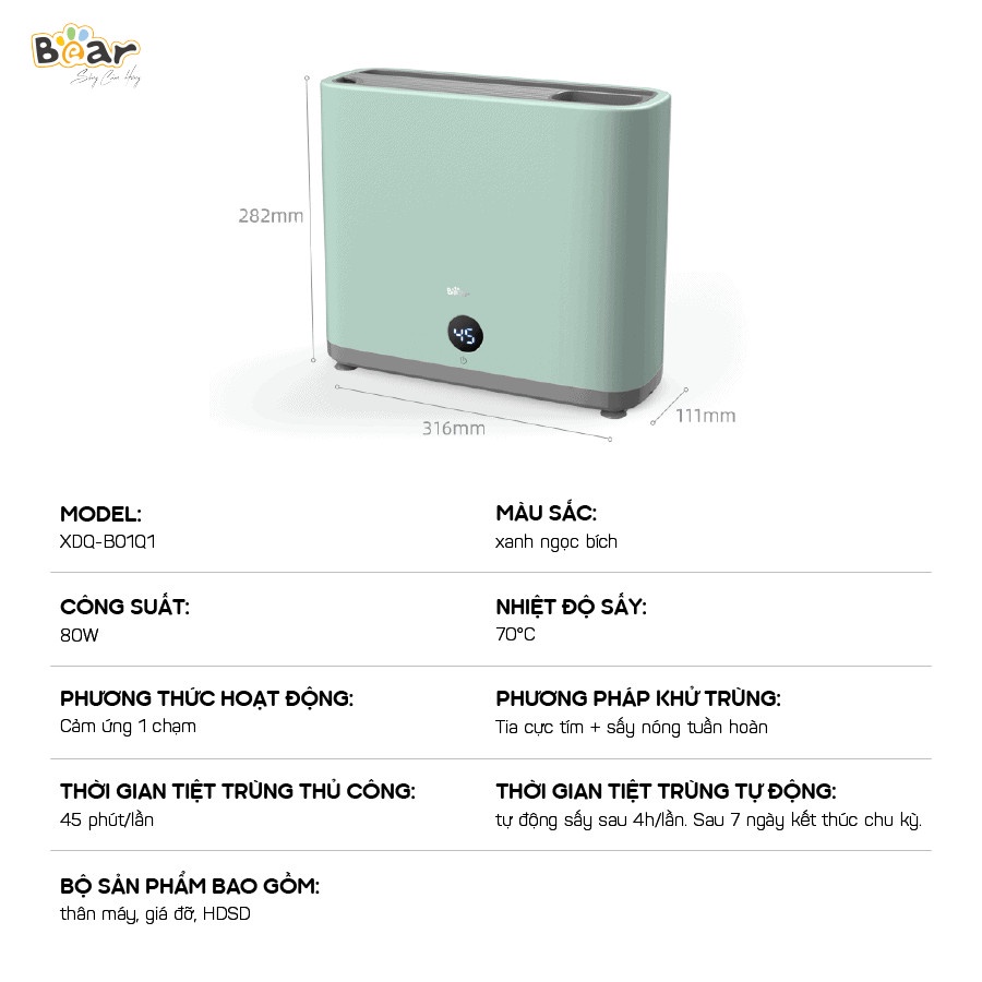 Máy Sấy Tiệt Trùng Dao Thớt Đũa BEAR - XDQ-B01Q1