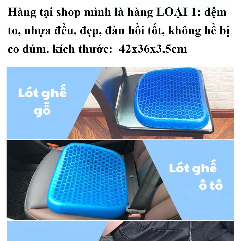 Đệm ngồi 3d thoáng khí ( HÀNG CAO CẤP) 2 lớp gel tổ ong silicon cho người ngồi lâu lót mông chống mỏi