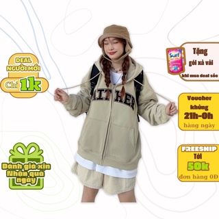 Áo Khoác Nỉ Aither Form Rộng Nữ Meeny - Hoodie Tay Bồng Mũ 2 Lớp, Dáng Chùm Mông Màu Pastel Hàn Quốc