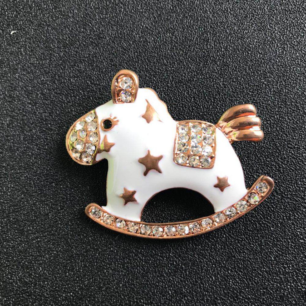 Trâm cài áo hình chú ngựa đính đá lấp lánh thời trang dành cho nữ