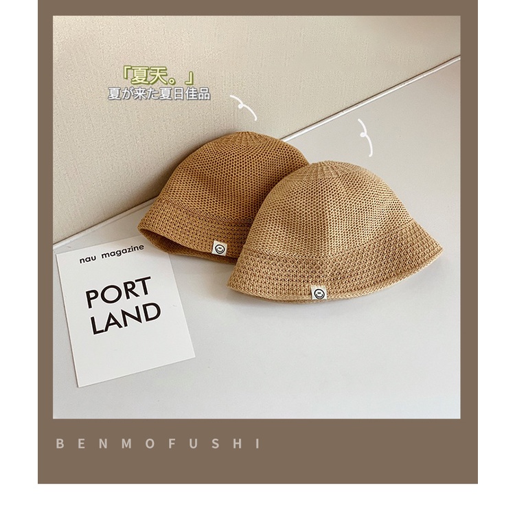 Nón Tai Bèo Đan Cói Phối Lưới Thoáng Khí Chống Nắng Mùa Hè Dễ Thương Cho Bé