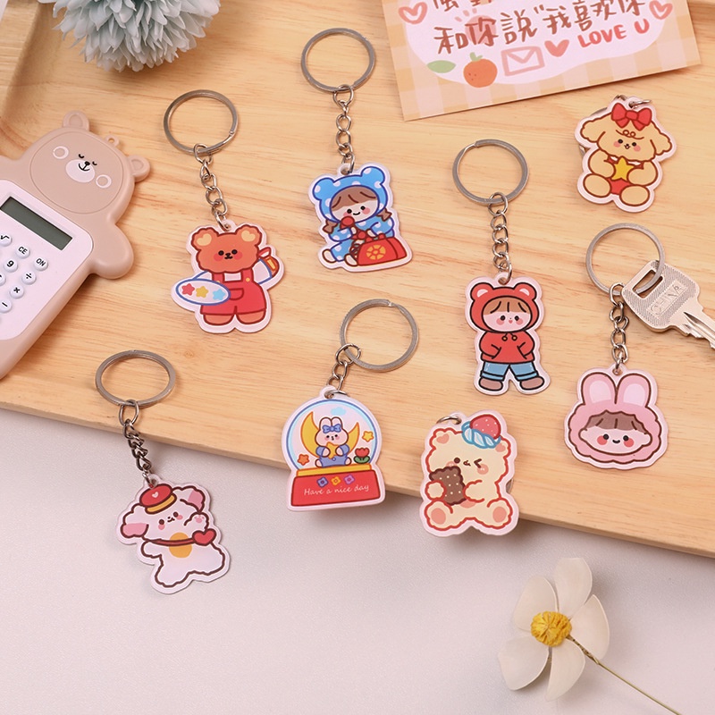 Móc chìa khóa họa tiết chú gấu hoạt hình dễ thương Nhật Bản dành cho cô gái