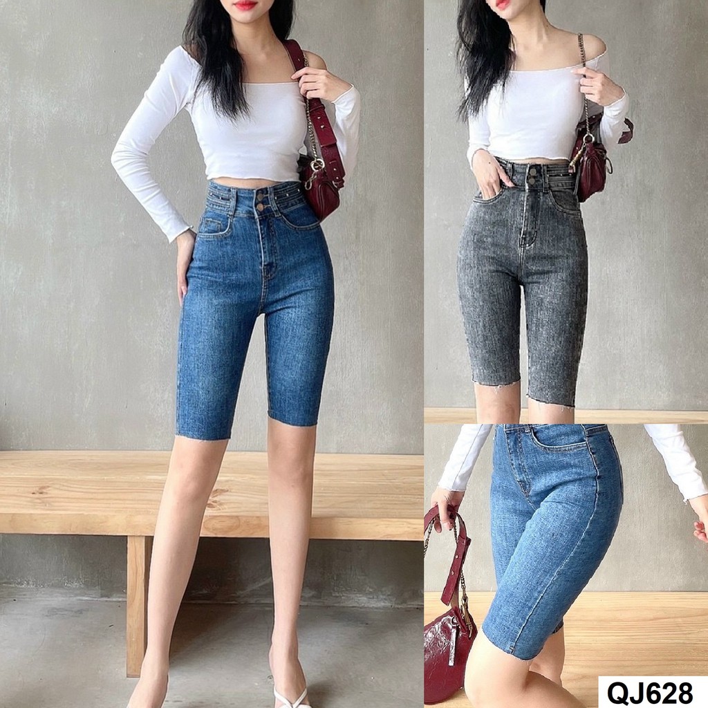 Quần ngố jeans co giãn dáng ôm size lớn QJ523