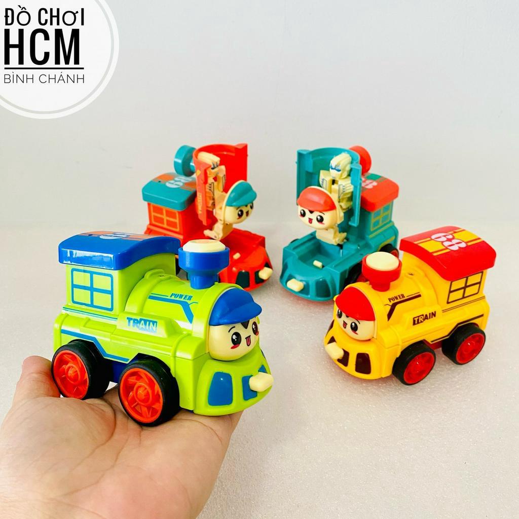 Đồ chơi trẻ em xe poli biến hình tàu lửa cho bé thích mô hình xe, tàu hỏa chạy đà, xe lửa đà đẩy poly