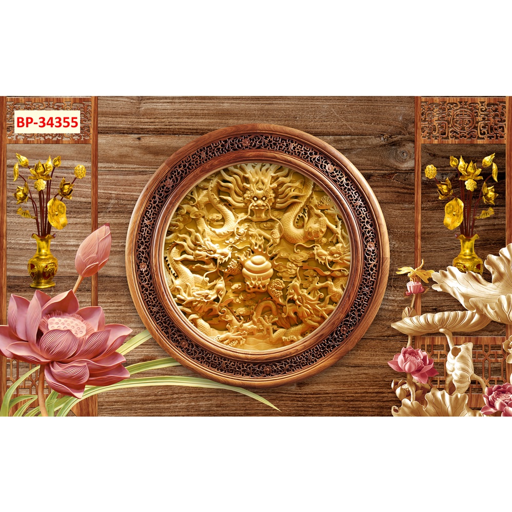 Tranh 3d dán tường bằng vải lụa cao cấp vị trí ban thờ, bàn thờ gia tiên