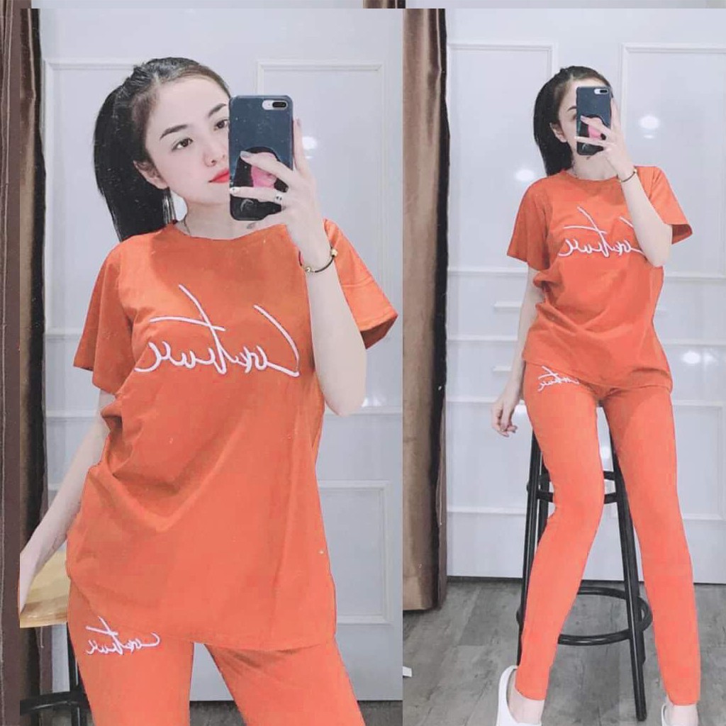 Đồ Bộ Nữ, Set Đồ Bộ Thun Mặc Nhà Coton 4 Chiều Đẹp Thêu CHỮ KÝ DÀI JULYNA QD05