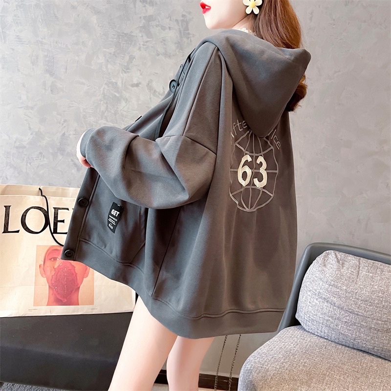 Áo khoác thun cotton [CÓ ẢNH THẬT], áo khoác form rộng nút gài xinh xắn 63