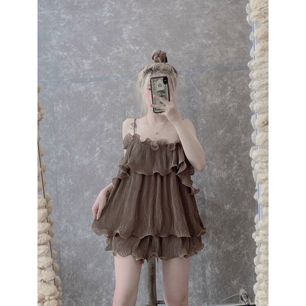 SET ÁO HAI DÂY DẬP LI KÈM QUẦN ĐÙI CAO CẤP