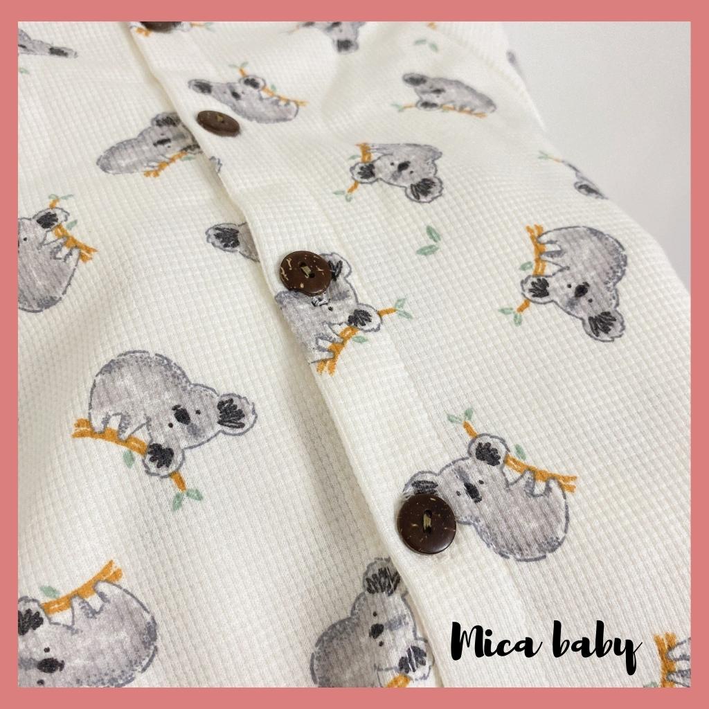 Bộ quần áo thu đông kiểu dáng cài cúc cho bé trai bé gái chất liệu cotton tổ ong dễ thương QA35 Mica Baby