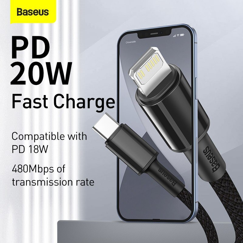 Cáp Sạc Nhanh Baseus 20W CATLGD Dây Bọc Dù Cho Iphone 11 I Phone 12 Pro XS Max XR X Macbook Ipad Mini - TopLink
