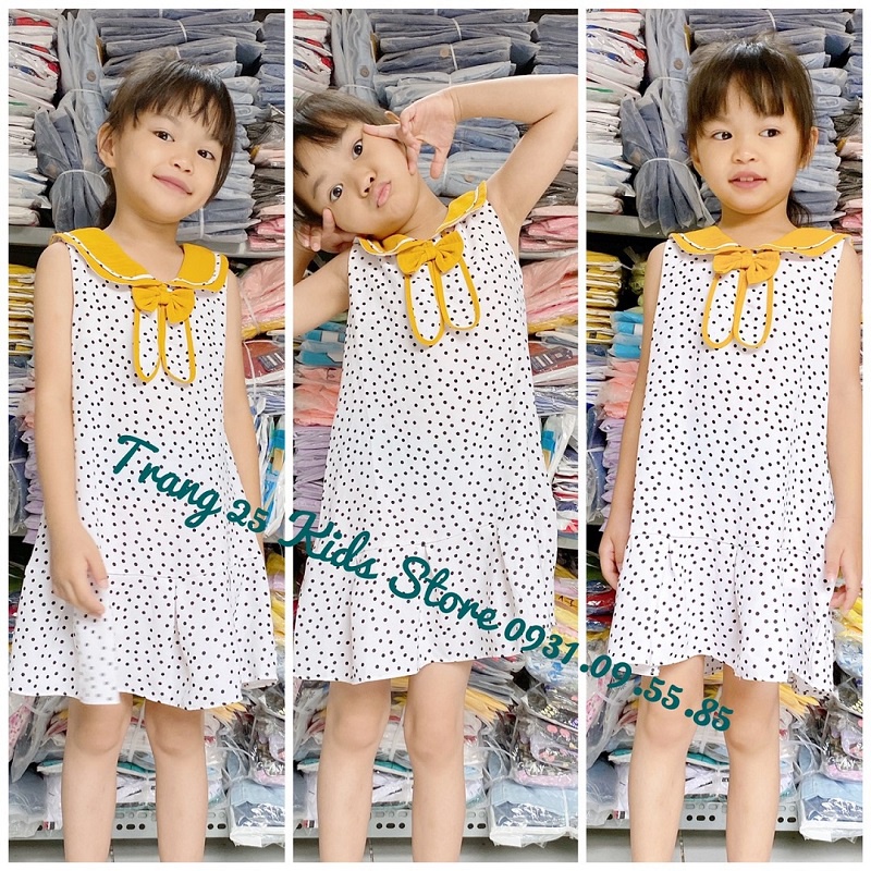 Đầm Bé Gái Đuôi Cá Chấm Bi Cổ Lá Sen Vải Mịn Mát; có lót cotton thân trên - AD090 - Trang 25 Kids
