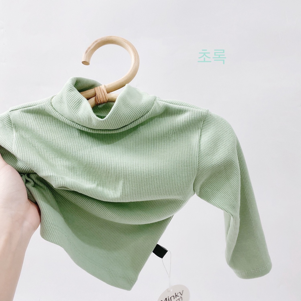 Áo len tăm, len gân Minky Mom bé trai bé gái cổ 3 phân giữ nhiệt cực đẹp