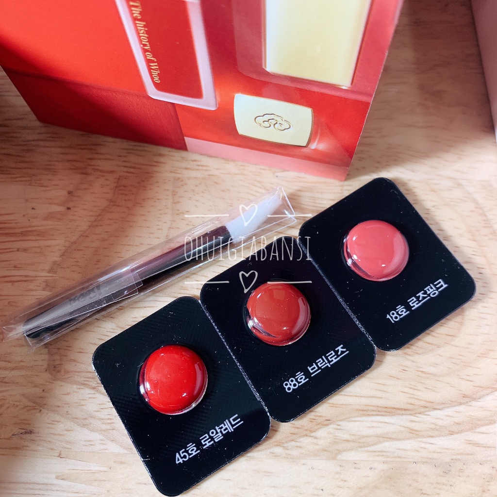 Vỉ Son kem nhung lì Whoo GJH Mi Velvet Liquid Lip Rouge dùng thử 3 màu