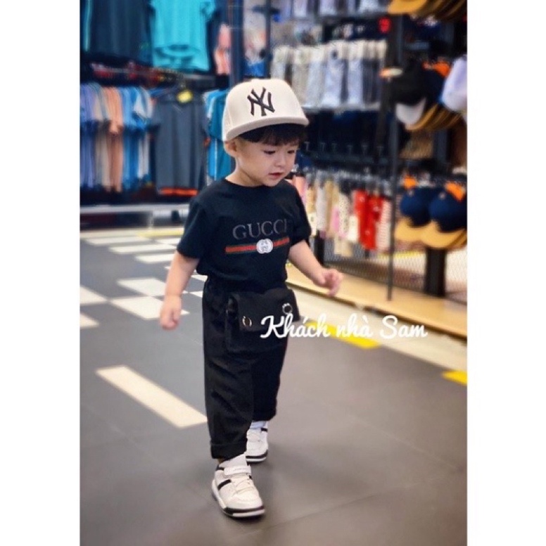 Áo thun tay lỡ GC basic cho bé , áo thun bé trai , bé gái cotton , SAM KIDs