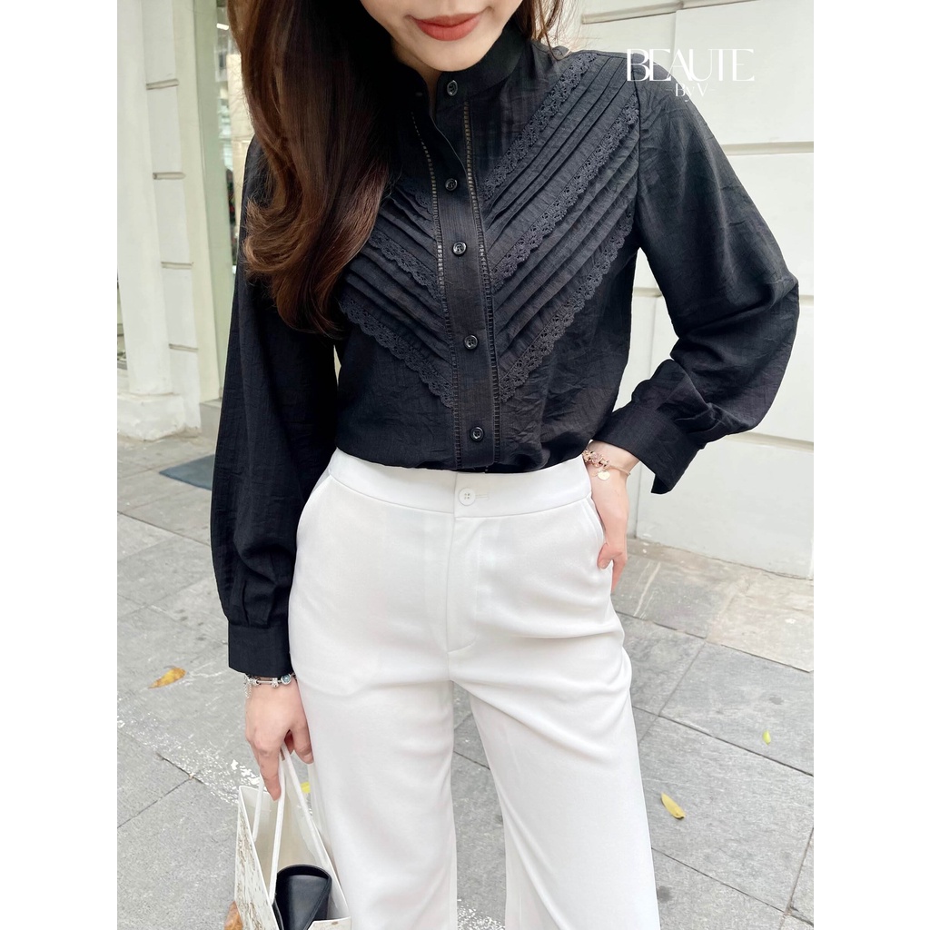 BEAUTEBYV - Áo sơ mi nữ xếp phối ren Renni
