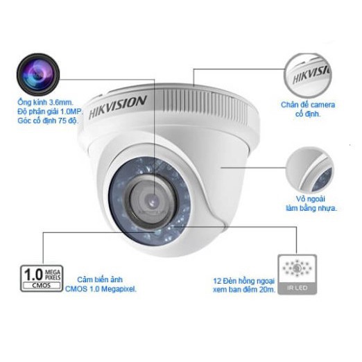 Camera 1Mp HIKVISION DS-2CE56C0T-IR - Hàng Chính Hãng .