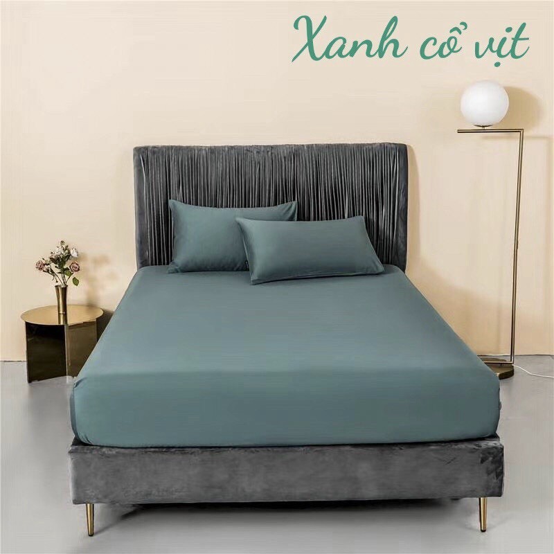 [ Hàng Nhập Khẩu ] Bộ Ga Gối Cotton Lụa Trơn 60S 1 Màu Cao Cấp, Mềm Mịn