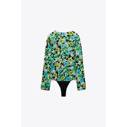 Body suit hoa xanh Zaarraa canh sale