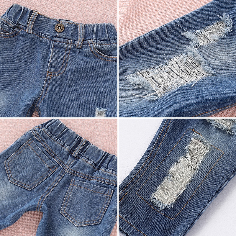 Set Áo Thun Tay Dài + Quần jeans Cho Bé Gái akku