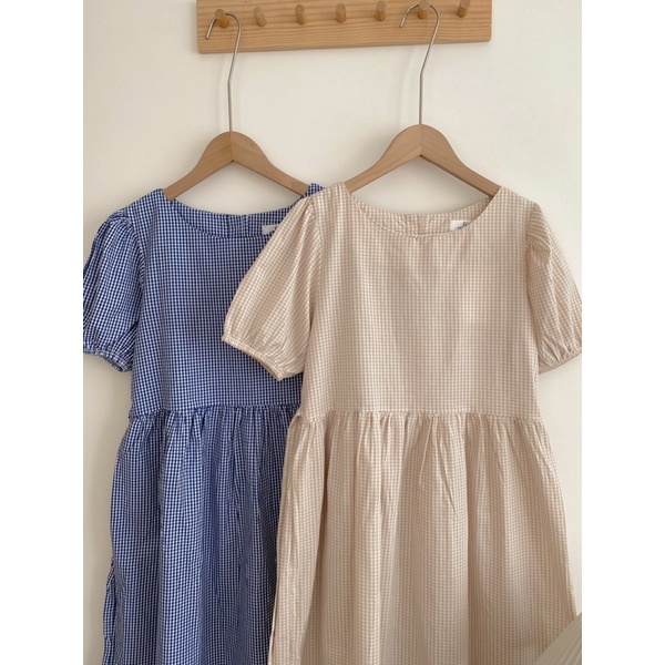 ĐẦM BABYDOLL CARO DRESS thiết kế váy tay bồng nhẹ form suông dáng dài tone màu trẻ trung style ullzang hàn quốc tiểu thư