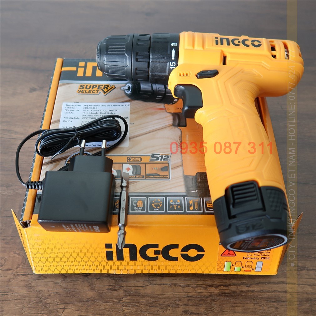 Máy Khoan Pin 12V INGCO CDLI12415 Kèm 1 Pin Và Sạc