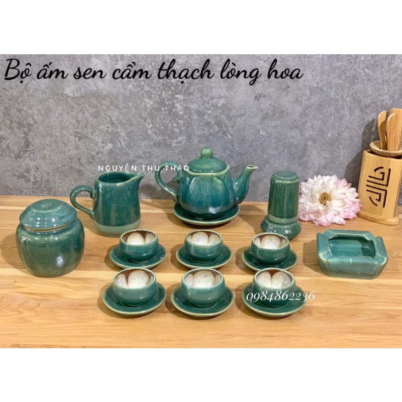 Bộ ấm chén men hoả biến CẨM THẠCH Bát Tràng