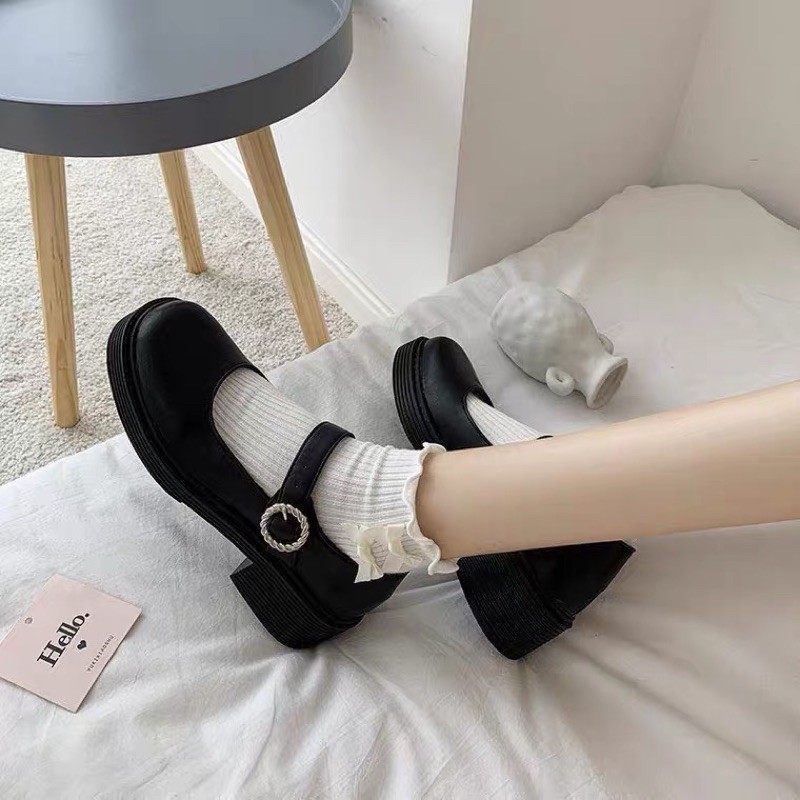 [Có sẵn+ảnh thật] Giày búp bê nữ ulzzang quai ngang đế cao 4cm mã 03