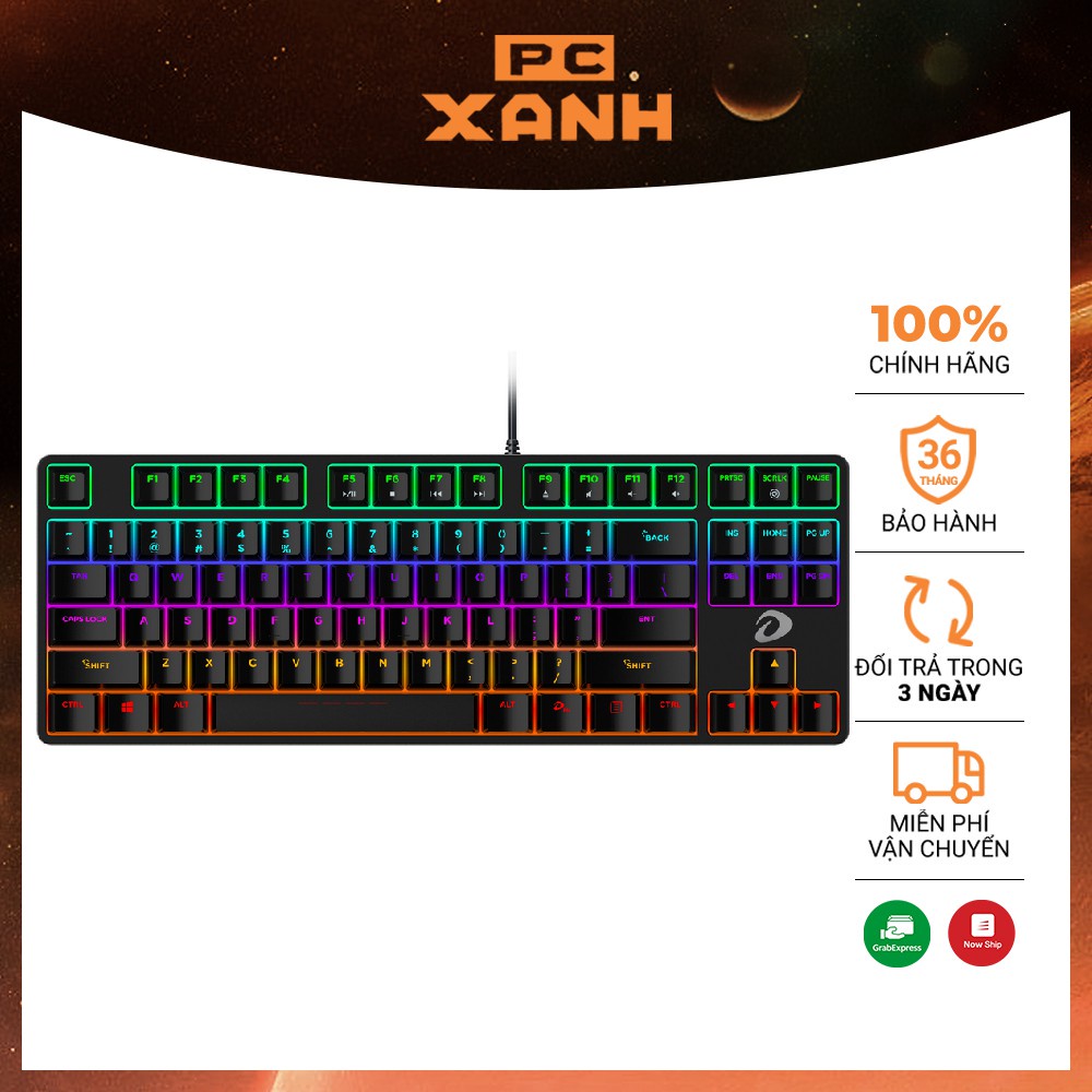 ℡▽Bàn phím cơ Dareu EK87,bàn máy tính có dây chuyên dùng cho PC Gaming đèn led đổi màu RGB TKL mini giá rẻ Bh 24T