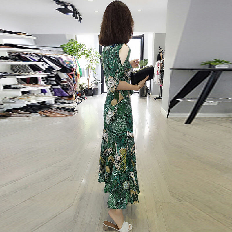 NEW Đầm Maxi Trễ Vai Chất Chiffon Hoạ Tiết Hoa Phong Cách Hàn Quốc Mi413 (S-3Xl)