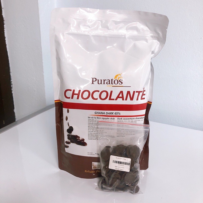 Socola ĐEN Puratos hạt nút 55%/65%/75% gói 100g