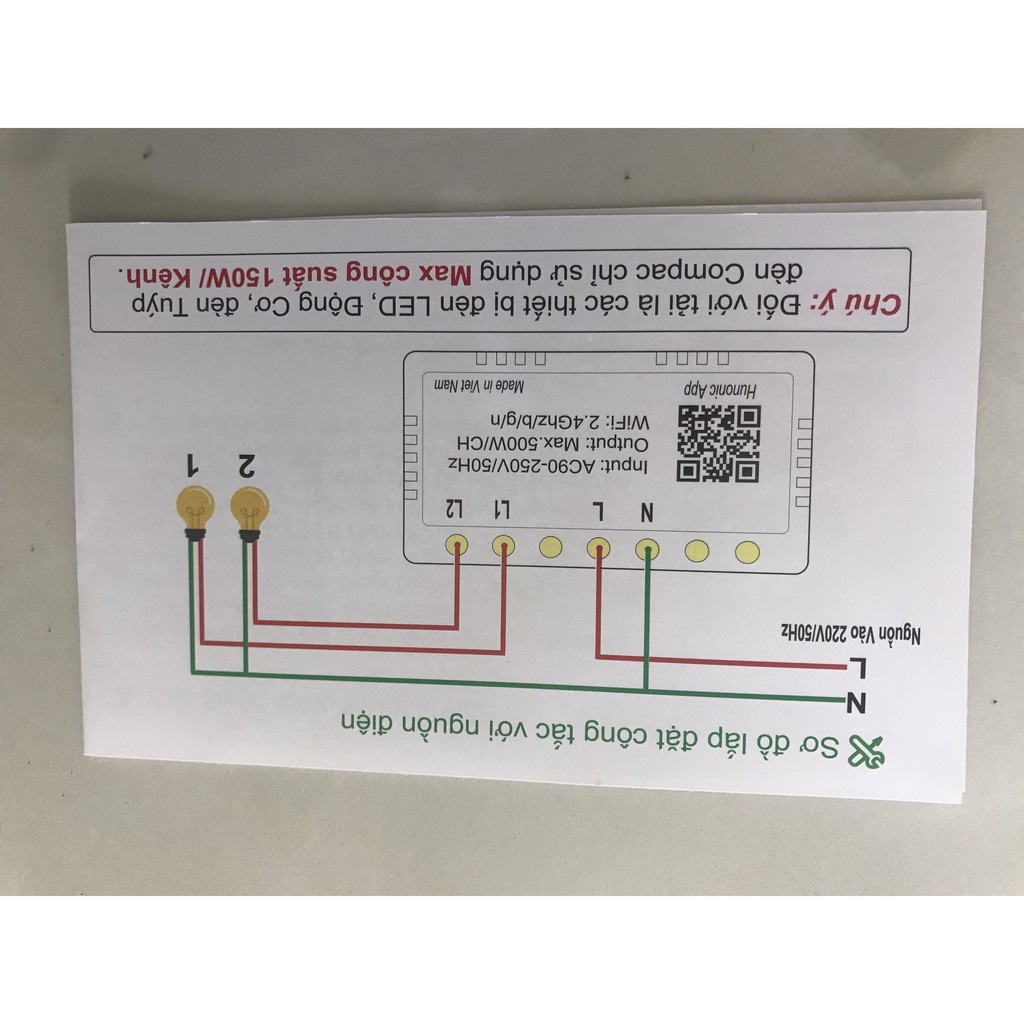 Công tắc thông minh  điều khiển từ xa bằng điện thoại HUNONIC 2 nút tích hợp ổ cắm hàng việt nam chất lượng cao