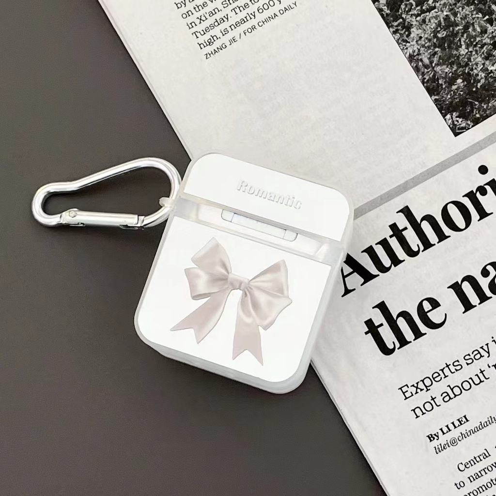 Vỏ Bảo Vệ Hộp Sạc Tai Nghe AirPods 1 2 3 Pro 3 Pro Bằng TPU Trong Suốt Gắn Gương Họa Tiết Nơ Mới
