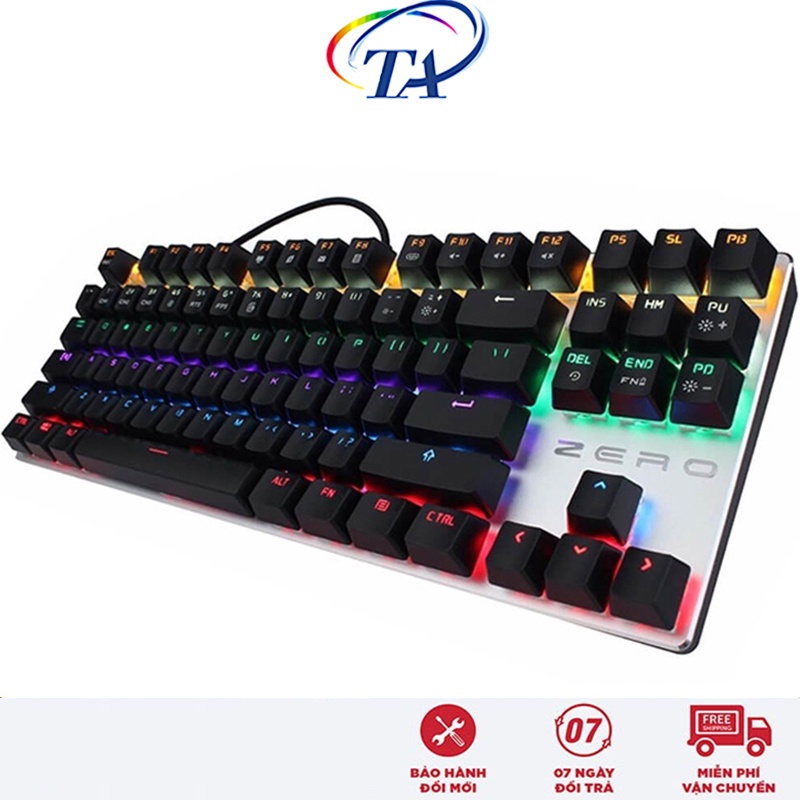 Bàn Phím Cơ Metoo zÊrÔ TKL Led Rainbow và Không Led 87 Phím