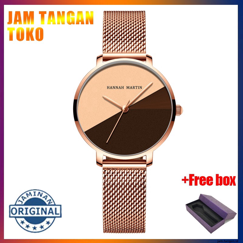 Đồng hồ nữ Hannah Martin 100% Original Women's Watches Fashion Quartz Stainless steel Strap mesh Girl Watch COD Chronograph Wrist watches Gift Birthday 133