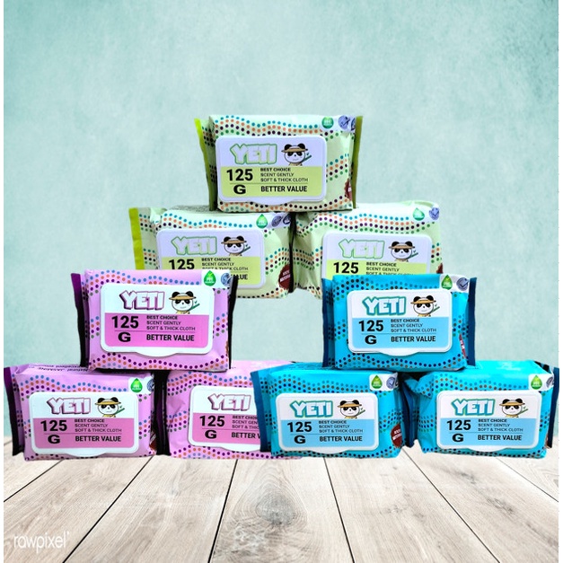 Combo 3 Bịch Khăn Giấy Ướt YeTi Thái Lan Không Mùi 125gr