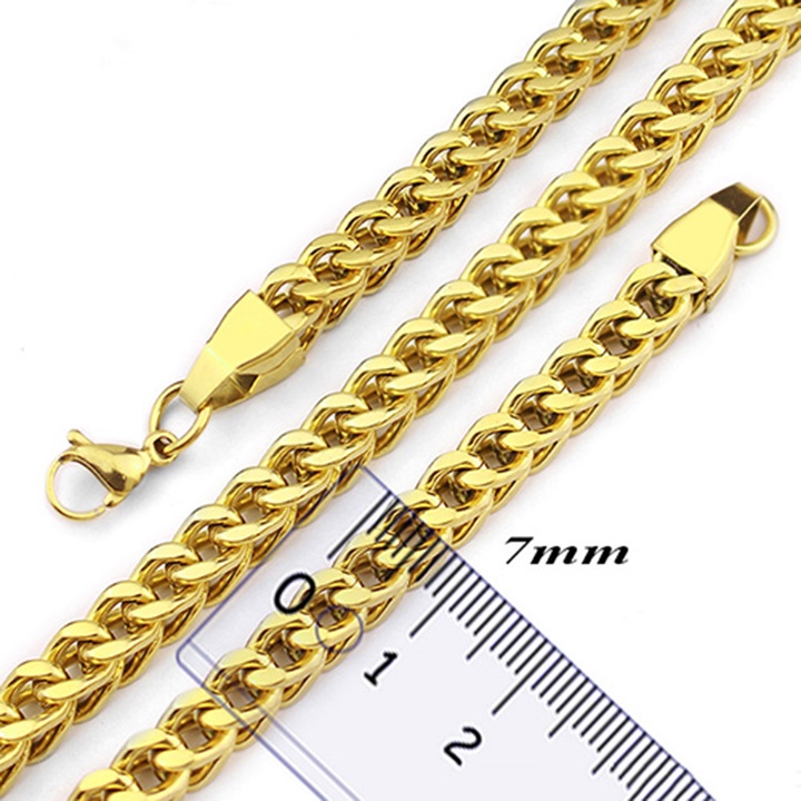 Dây chuyền nam inox thời trang kiểu lặc lặc vuông TUIVINUPT kích cỡ 7mm màu mạ vàng thép không gỉ PTDCNA63